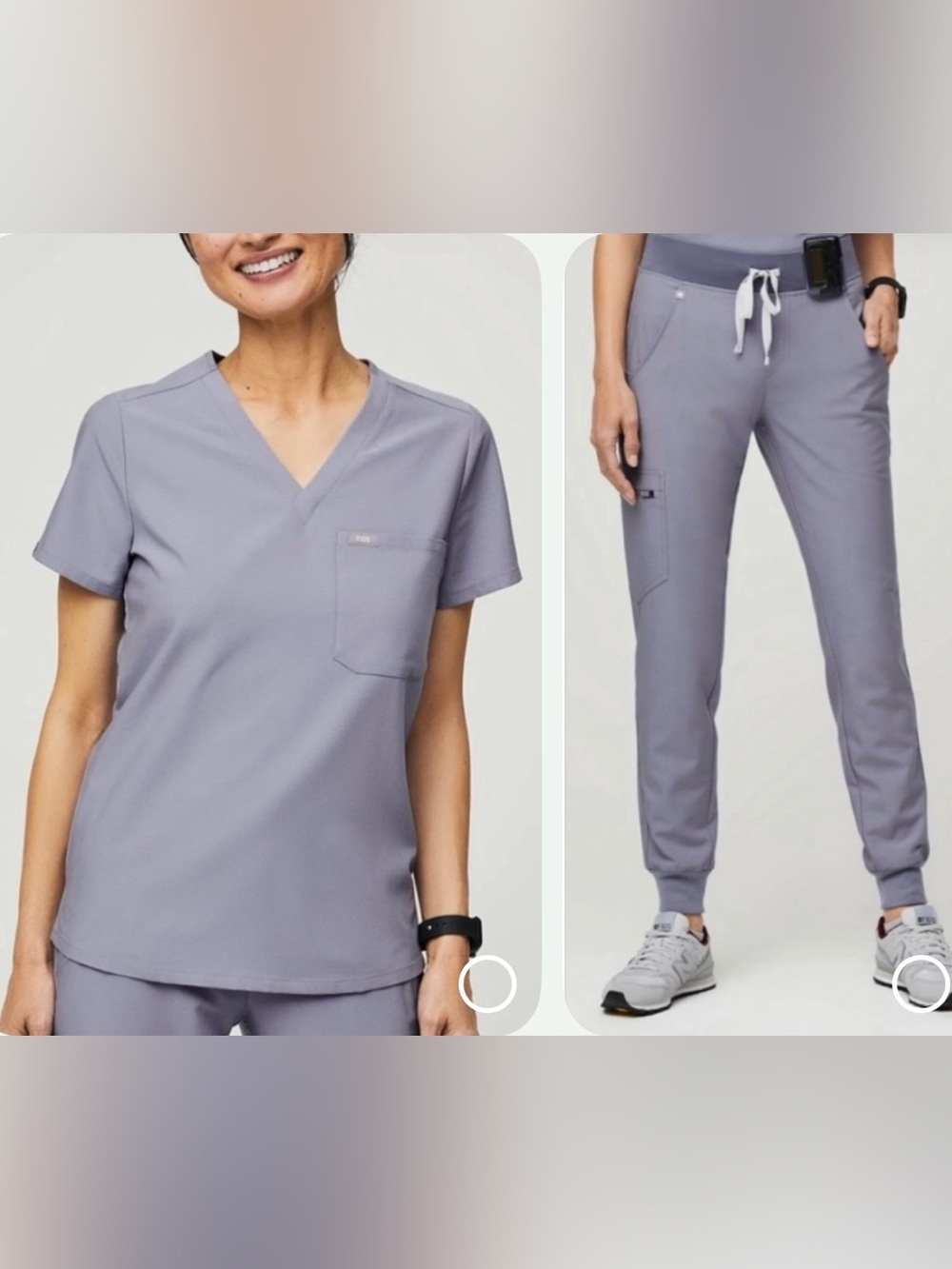 💜🩶FIGS Set of both Catarina XL top & Zamora jogger XL pants Vapor Blue EUC